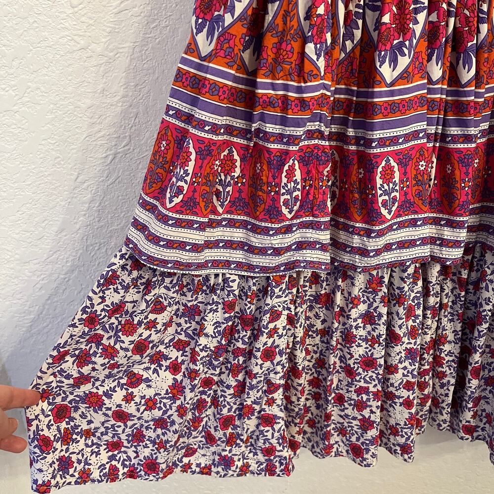 Abel the Label Anthropologie Maxi Dress S Pink Floral Tiered Smocked Cottagecore - Picture 3 of 12